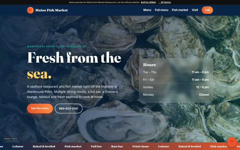 Concept demo for Maine Fish Market